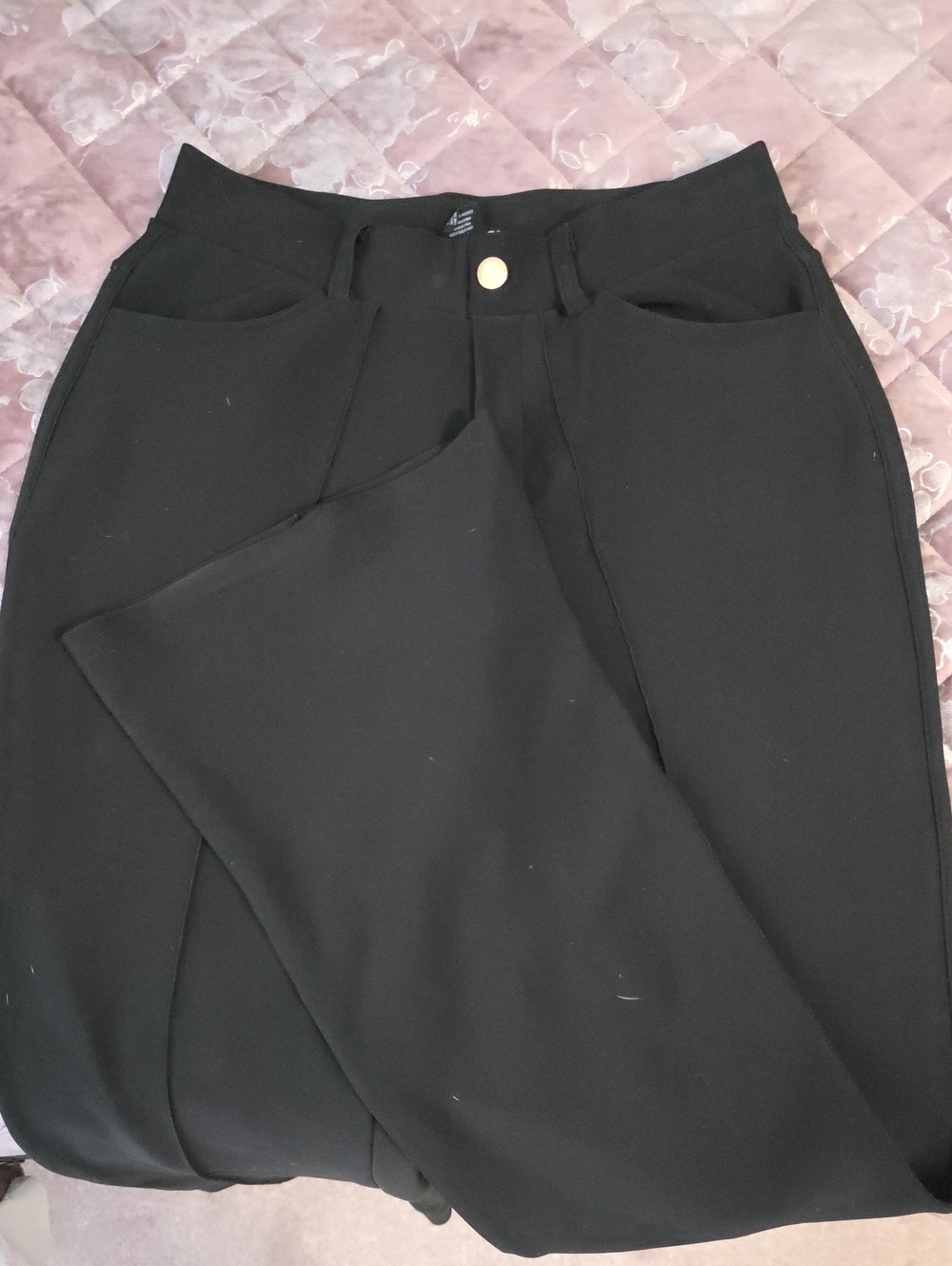 Black High-Waist Ponte Pants With Back Pockets